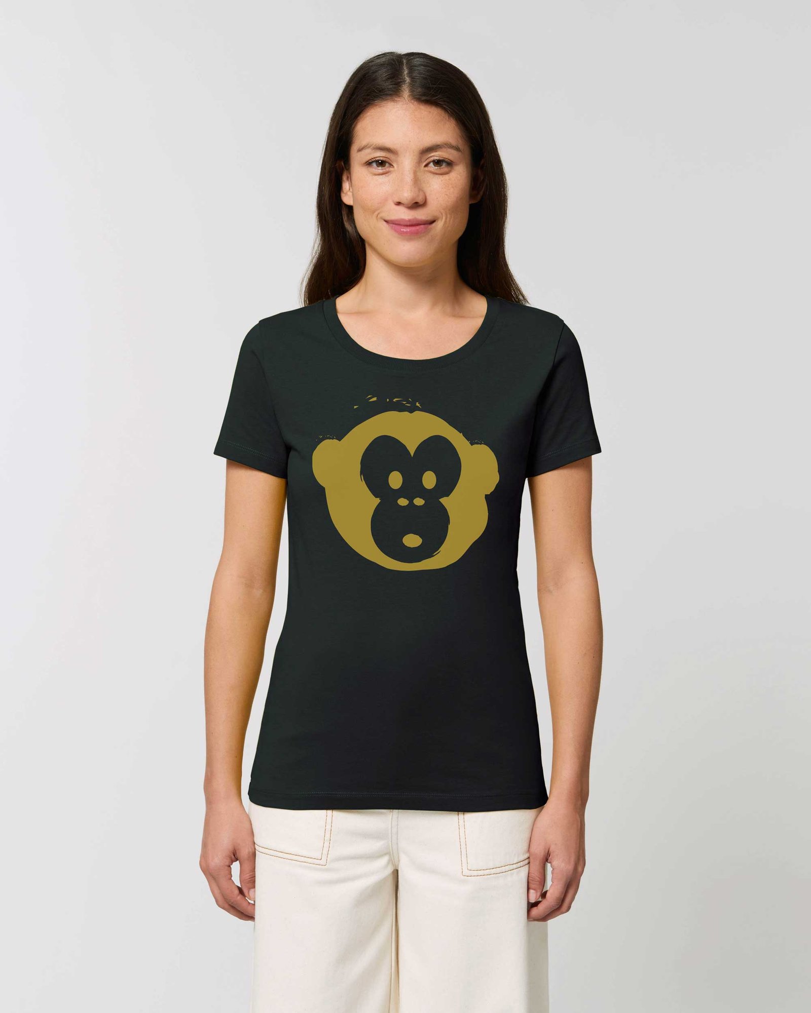 Damen T-shirt Gold Monkey Schwarz Damen T-shirt Gold Monkey Schwarz