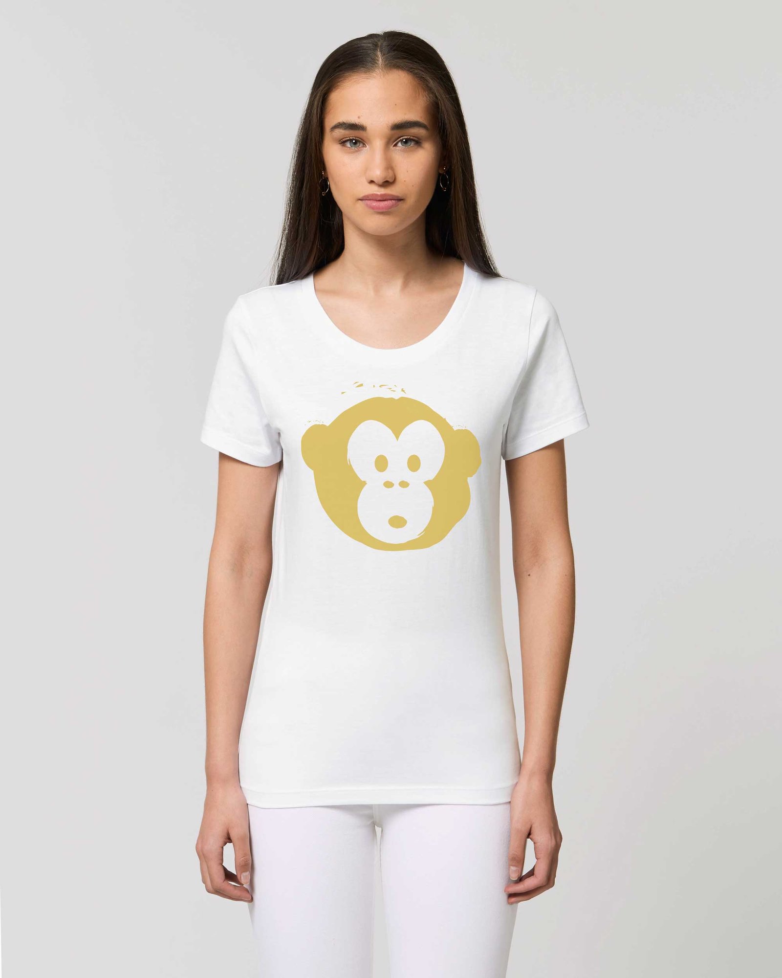 Damen T-shirt Gold Monkey Weiss Damen T-shirt Gold Monkey Weiss