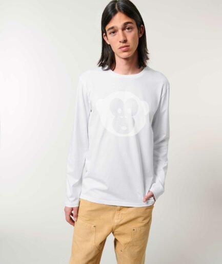 Herren Longsleeve Shirt White Monkey