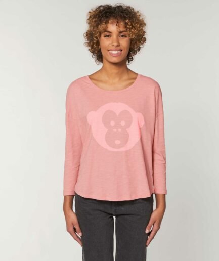 Damen Longsleeve Pink Monkey
